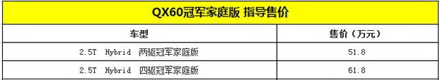 英菲尼迪QX60“冠军家庭版”上市 51.8万起